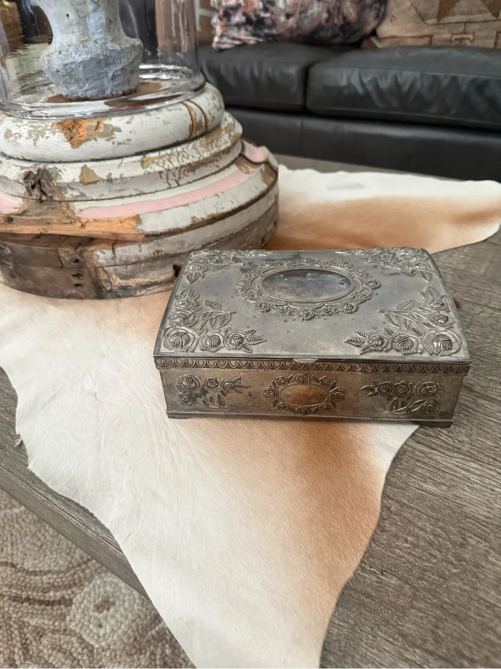Vintage Godinger Silver Plated Floral Embossed Jewelry Box/Chest